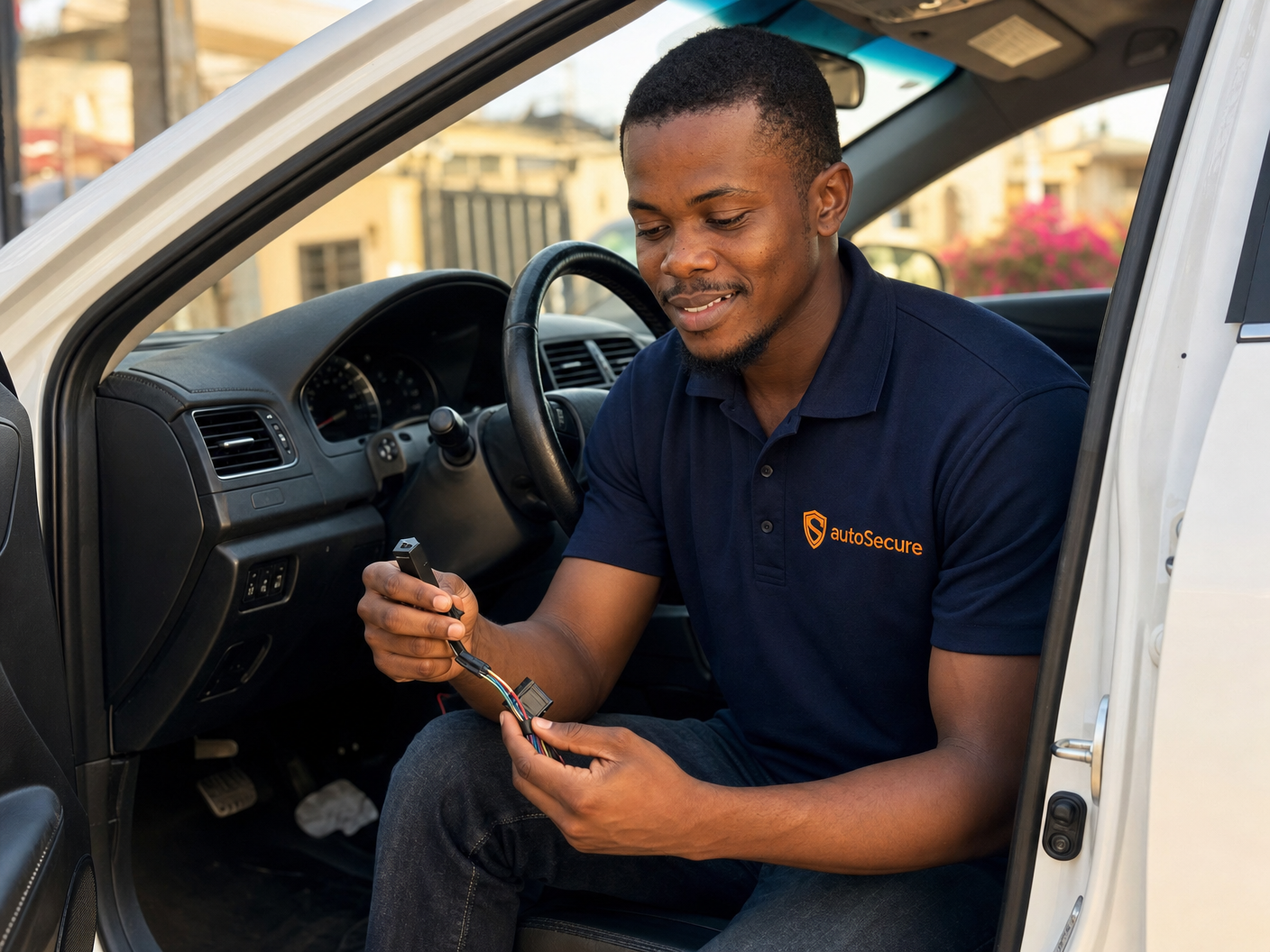 AutoSecure branded tracker installer visual